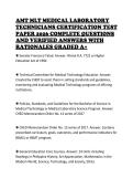 AMT MLT MEDICAL LABORATORY TECHNICIANS CERTIFICATION TEST PAPER 2026 COMPLETE QUESTIONS AND VERIFIED ANSWERS WITH RATIONALES GRADED A&plus;