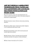 AMT MLT MEDICAL LABORATORY TECHNICIANS FINAL PAPER 2026 FULL QUESTIONS AND ACCURATE SOLUTIONS WITH RATIONALES STUDY GUIDE