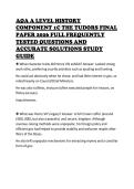AQA A LEVEL HISTORY COMPONENT 1C THE TUDORS FINAL PAPER 2026 FULL FREQUENTLY TESTED QUESTIONS AND ACCURATE SOLUTIONS STUDY GUIDE