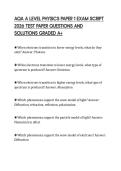 AQA A LEVEL PHYSICS PAPER 1 EXAM SCRIPT 2026 TEST PAPER QUESTIONS AND SOLUTIONS GRADED A&plus;