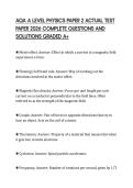 AQA A LEVEL PHYSICS PAPER 2 ACTUAL TEST PAPER 2026 COMPLETE QUESTIONS AND SOLUTIONS GRADED A&plus;