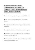 AQA A LEVEL PHYSICS PAPER 2 COMPREHENSIVE TEST PAPER 2026 COMPLETE QUESTIONS AND ANSWERS EXPERT VERIFIED GRADED A&plus;