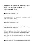 AQA A LEVEL PHYSICS PAPER 2 FINAL PAPER 2026 TESTED QUESTIONS WITH FULL SOLUTION GRADED A&plus;