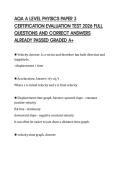 AQA A LEVEL PHYSICS PAPER 3 CERTIFICATION EVALUATION TEST 2026 FULL QUESTIONS AND CORRECT ANSWERS ALREADY PASSED GRADED A&plus;