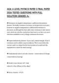 AQA A LEVEL PHYSICS PAPER 3 FINAL PAPER 2026 TESTED QUESTIONS WITH FULL SOLUTION GRADED A&plus;