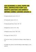 AQA ECONOMICS A LEVEL PAPER ONE FINAL CERTIFICATION SCRIPT 2026 INDEPTH QUESTIONS AND EXPERTLY DEFINED CORRECT ANSWERS GRADED A&plus;