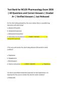 Test Bank for NCLEX Pharmacology Exam 2026 &vert; All Questions and Correct Answers &vert; Graded A&plus; &vert; Verified Answers &vert; Just Released