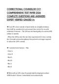 CORRECTIONAL COUNSELOR CC1 COMPREHENSIVE TEST PAPER 2026 COMPLETE QUESTIONS AND ANSWERS EXPERT VERIFIED GRADED A&plus;