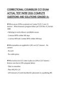 CORRECTIONAL COUNSELOR CC1 EXAM ACTUAL TEST PAPER 2026 COMPLETE QUESTIONS AND SOLUTIONS GRADED A&plus;
