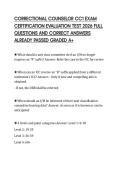 CORRECTIONAL COUNSELOR CC1 EXAM CERTIFICATION EVALUATION TEST 2026 FULL QUESTIONS AND CORRECT ANSWERS ALREADY PASSED GRADED A&plus;