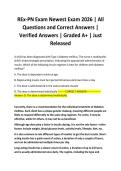 REx-PN Exam Newest Exam 2026 &vert; All Questions and Correct Answers &vert; Verified Answers &vert; Graded A&plus; &vert; Just Released