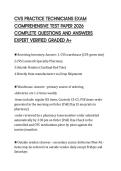 CVS PRACTICE TECHNICIANS EXAM COMPREHENSIVE TEST PAPER 2026 COMPLETE QUESTIONS AND ANSWERS EXPERT VERIFIED GRADED A&plus;