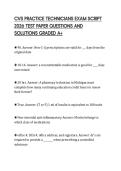CVS PRACTICE TECHNICIANS EXAM SCRIPT 2026 TEST PAPER QUESTIONS AND SOLUTIONS GRADED A&plus;