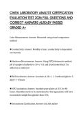 CWEA LABORATORY ANALYST CERTIFICATION EVALUATION TEST 2026 FULL QUESTIONS AND CORRECT ANSWERS ALREADY PASSED GRADED A&plus;