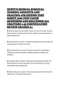 DEWIT&rsquo;S MEDICAL SURGICAL NURSING CONCEPTS AND PRACTICE 4TH EDITION TEST SCRIPT 2026 TEST PAPER QUESTIONS AND SOLUTIONS ALL CHAPTERS 1-49 CERTIFICATION REVIEW GRADED A&plus;