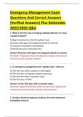 Emergency Management Exam  Questions And Correct Answers  &lpar;Verified Answers&rpar; Plus Rationales  2025&sol;2026 Q&A