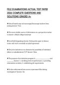 FELE EXAMINATIONS ACTUAL TEST PAPER 2026 COMPLETE QUESTIONS AND SOLUTIONS GRADED A&plus;