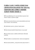 FLORIDA CLASS C WATER LICENSE EXAM CERTIFICATION EVALUATION TEST 2026 FULL QUESTIONS AND CORRECT ANSWERS ALREADY PASSED GRADED A&plus;