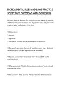 FLORIDA DENTAL RULES AND LAWS PRACTICE SCRIPT 2026 QUESTIONS WITH SOLUTIONS