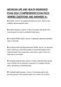 MICHIGAN LIFE AND HEALTH INSURANCE EXAM 2026 COMPREHENSIVE EXAM PACK VERIFIED QUESTIONS AND ANSWERS A&plus;
