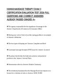 HAWAII MASSAGE THERAPY EXAM 3 CERTIFICATION EVALUATION TEST 2026 FULL QUESTIONS AND CORRECT ANSWERS ALREADY PASSED GRADED A&plus;