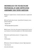 MICROBIOLOGY FOR THE HEALTHCARE PROFESSIONAL BY KARIN CERTIFICATION ASSESSMENT 2026 TESTED QUESTIONS