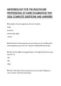 MICROBIOLOGY FOR THE HEALTHCARE PROFESSIONAL BY KARIN EXAMINATION TEST 2026 COMPLETE QUESTIONS AND ANSWERS