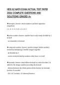 HESI A2 MATH EXAM ACTUAL TEST PAPER 2026 COMPLETE QUESTIONS AND SOLUTIONS GRADED A&plus;