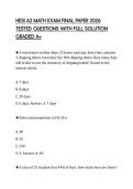 HESI A2 MATH EXAM FINAL PAPER 2026 TESTED QUESTIONS WITH FULL SOLUTION GRADED A&plus;
