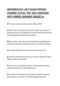 MICROBIOLOGY LAB 9 EXAM PORTAGE LEARNING ACTUAL TEST 2026 QUESTIONS WITH VERIFIED ANSWERS GRADED A&plus;