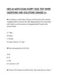 HESI A2 MATH EXAM SCRIPT 2026 TEST PAPER QUESTIONS AND SOLUTIONS GRADED A&plus;