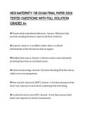 HESI MATERNITY OB EXAM FINAL PAPER 2026 TESTED QUESTIONS WITH FULL SOLUTION GRADED A&plus;