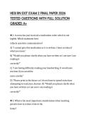 HESI RN EXIT EXAM 2 FINAL PAPER 2026 TESTED QUESTIONS WITH FULL SOLUTION GRADED A&plus;