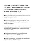 HIPAA AND PRIVACY ACT TRAINING EXAM CERTIFICATION EVALUATION TEST 2026 FULL QUESTIONS AND CORRECT ANSWERS ALREADY PASSED GRADED A&plus;