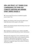 HIPAA AND PRIVACY ACT TRAINING EXAM COMPREHENSIVE TEST PAPER 2026 COMPLETE QUESTIONS AND ANSWERS EXPERT VERIFIED GRADED A&plus;