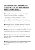 HSRT HEALTH SCIENCE REASONING TEST EXAM SCRIPT 2026 TEST PAPER QUESTIONS AND SOLUTIONS GRADED A&plus;