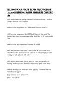 ILLINOIS CNA STATE EXAM STUDY GUIDE 2026 QUESTIONS WITH ANSWERS GRADED A&plus;
