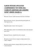 ILLINOIS PESTICIDE APPLICATOR COMPREHENSIVE TEST PAPER 2026 COMPLETE QUESTIONS AND ANSWERS EXPERT VERIFIED GRADED A&plus;