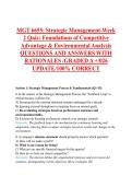 MGT 6655&colon; Strategic Management-Week  2 Quiz&colon; Foundations of Competitive  Advantage & Environmental Analysis  QUESTIONS AND ANSWERS WITH  RATIONALES &sol;GRADED A &plus;&sol;026  UPDATE&sol;100&percnt; CORRECT