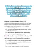 ENT 101&colon; Introduction to Entrepreneurship Week 9&colon; From Idea to Impact &ndash; Business  Models&comma; Pitching&comma; and the Lean Startup QUESTIONS AND ANSWERS WITH  RATIONALES &sol;GRADED A &plus;&sol;2026  UPDATE&sol;100&percnt; CORRECT 