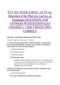 ENT 101&colon; WEEK 4 QUIZ &sol; ACTUAL Disorders of the Pharynx&comma; Larynx&comma; &  Esophagus QUESTIONS AND  ANSWERS WITH RATIONALES  &sol;GRADED A &plus;&sol;2026 UPDATE&sol;100&percnt;  CORRECT 