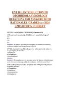 ENT 101&colon; INTRODUCTION TO  OTORHINOLARYNGOLOGY QUESTIONS AND ANSWERS WITH  RATIONALES &sol;GRADED A &plus;&sol;2026  UPDATE&sol;100&percnt; CORRECT