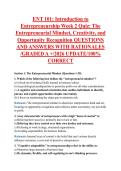 ENT 101&colon; Introduction to  Entrepreneurship Week 2 Quiz&colon; The  Entrepreneurial Mindset&comma; Creativity&comma; and  Opportunity Recognition QUESTIONS  AND ANSWERS WITH RATIONALES  &sol;GRADED A &plus;&sol;2026 UPDATE&sol;100&percnt;  CORRECT