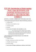 ENT 101&colon; Introduction to Otolaryngology - Week 1 Quiz QUESTIONS AND  ANSWERS WITH RATIONALES  &sol;GRADED A &plus;&sol;026 UPDATE&sol;100&percnt;  CORRECT
