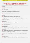 BIO101-EVOLUTION OF LIFE Questions and  Answers &lpar;100&percnt; Correct Answers&rpar; 