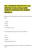 NAIL TECHNICIAN PRACTICE TEST 2026 UPDATED TO PASS ACTUAL PAPER COMPLETE QUESTIONS AND ANSWERS GRADED A&plus;