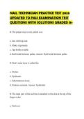 NAIL TECHNICIAN PRACTICE TEST 2026 UPDATED TO PASS EXAMINATION TEST QUESTIONS WITH SOLUTIONS GRADED A&plus;