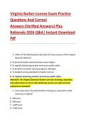 Virginia Barber License Exam Practice Questions And Correct Answers &lpar;Verified Answers&rpar; Plus   Rationale 2026 Q&A&vert; Instant Download  Pdf  
