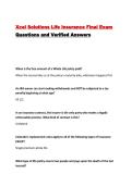 Xcel Solutions Life Insurance Final Exam Questions and Verified Answers