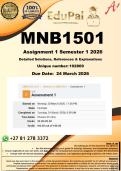 MNB1501 Assignment 1 &lpar;COMPLETE ANSWERS&rpar; Semester 1 2026 - DUE 24 March 2026